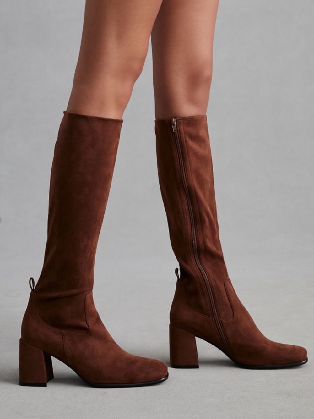 Jeffrey Campbell Hot Lava Tall Brown Suede Block Heel Boots New In Box Nordstrom
